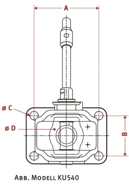 Technische Zeichnung: Walterscheid Zugmaul KU514 mechanisch mit Flansch, Ø Bolzen 32 mm