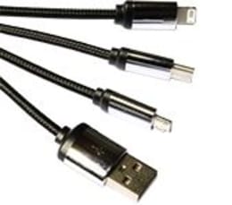 Produktbild: Fendt USB-Ladekabel 3 in 1 mit Micro-USB, USB-C, Lightning-Anschluss