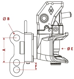 Technische Zeichnung: Walterscheid Zugmaul KU2000/758NB automatisch mit Konsole, Ø Bolzen 38 mm