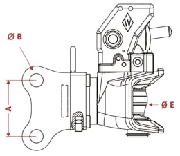 Technische Zeichnung: Walterscheid Zugmaul KU2000/750NB automatisch mit Konsole, Ø Bolzen 37 mm