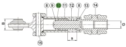 Technische Zeichnung: Walterscheid Führungsring, 42 x 48 x 32,5 mm, mit Bolzen/Spannstift, für Stabilisator mechanisch ASST-B