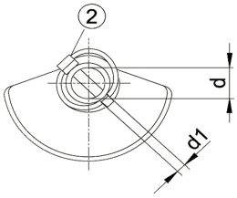 Technische Zeichnung: Walterscheid Fangprofil Kat. 2, d 28,7 mm, d1 12 mm, mit Klappstecker
