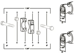 Technische Zeichnung: Walterscheid Klemmbrücken KB, 1 3/8, D 50 mm