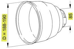 Technische Zeichnung: Walterscheid Schutztrichter SC mit Maßangaben 188-190 mm und 85 mm