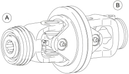 Technische Zeichnung: Walterscheid Weitwinkelgelenk WG WW80° 1 3/8 6, Rillengabel, Ziehverschlussautomatik QSG