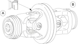 Technische Zeichnung: Walterscheid Weitwinkelgelenk PJ PW80° 1 3/8 6, Rillengabel, Ziehverschlussautomatik QSG