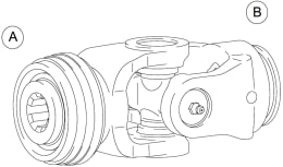 Technische Zeichnung: Walterscheid Gelenk G, W, 1 3/8 6 mit Ziehverschlussautomatik, Rillengabel