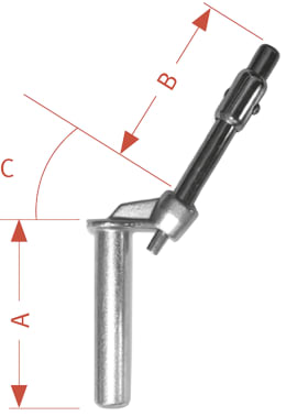 Technische Zeichnung: Walterscheid Anhängebolzen EHB, 145 mm/150 mm x 75 °, Ø 32 mm, für Zugmaul mit 360° Anschweißring