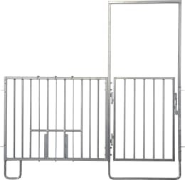 Produktbild: KERBL Zaunteil 215 x 3 x 120 cm mit Tür, 3 Fressplätze, für modulare Zaunaufstallung für Kälber, 14491