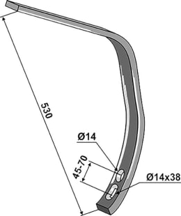 Technische Zeichnung: Industriehof® Unterteil 530 x 50 x 22 mm für Blattfederzinken GOLIATH