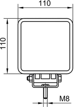 Technische Zeichnung: LED-Arbeitsscheinwerfer 2.200 lm, 10 – 30 V, weite Ausleuchtung