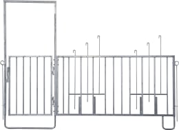 Technische Zeichnung: KERBL Zaunteil 285 x 3 x 120 cm mit Tür, 6 Fressplätze, für modulare Zaunaufstallung für Kälber, 14496