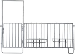 Technische Zeichnung: KERBL Zaunteil 285 x 3 x 120 cm mit Tür, 6 Fressplätze, für modulare Zaunaufstallung für Kälber, 14496