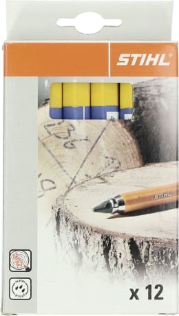 Produktbild: STIHL Signierkreide gelb 12 St. 12 cm, für trockenes und feuchtes Holz, 0000 881 1503