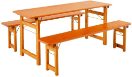 Produktbild: RUKU Bierzeltgarnitur Rustica 3-tlg. 180 cm, 60 cm breiter Tisch Kiefer 3-teilig