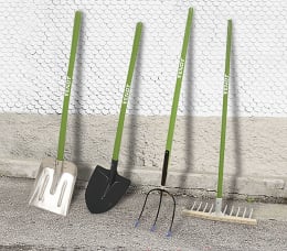 Produktbild: Fendt Gartengeräteset für Kinder mit 2 Schaufeln, Holzrechen und Heugabel