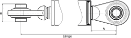 Technische Zeichnung: Hydraulischer Oberlenker Kat. 2/2 (25,4 mm), Länge 430 – 590 mm, mit beidseitigem Kugelgelenk