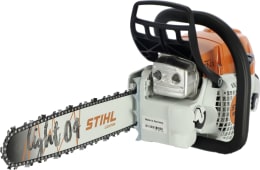 Produktbild: STIHL Benzin-Kettensäge MS 271 mit orangefarbenem Gehäuse und Führungsschiene