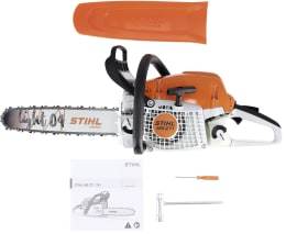 Produktbild: STIHL Benzin-Kettensäge MS 271 in Orange-Weiß mit Schwertschutz und Zubehör