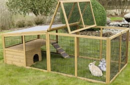 Lifestyle: KERBL Freilaufgehege 220 x 115 x 75 cm rechteckig, mit Ausbruchsperre, für Kaninchen und Meerschweinchen