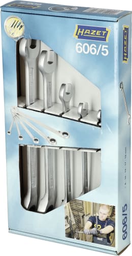 Produktbild: Hazet® Gabel-Ringschlüsselsatz 5-teilig, mit Ratschenmechanismus
