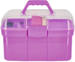 Produktbild: KERBL Putzbox für Kinder in lila/rosa mit Tragegriff und Pflegewerkzeugen, 8-teilig