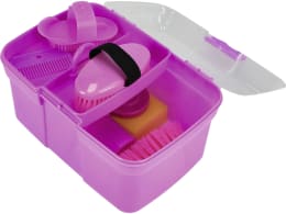 Produktbild: KERBL Putzbox für Kinder, 8-teilig mit Bürsten, Striegel und Schwamm in lila/rosa