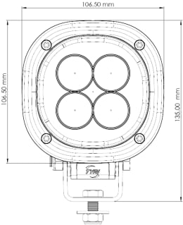 Technische Zeichnung: TYRI LED-Arbeitsscheinwerfer 1010 Bluebeam 15 W, 9 – 60 V, Spotausleuchtung