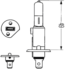 Technische Zeichnung: Hella® Halogenlampe H1, 12 V, 55 W, P14,5s