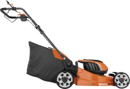 Produktbild: Husqvarna Akku-Rasenmäher LC 142iS in Orange-Schwarz mit Grasfangsack und Radantrieb