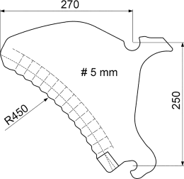 Technische Zeichnung: Pöttinger Ladewagenmesser Durastar, 270 x 250 x 5 mm, für Ladewagen Jumbo