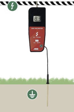 Produktbild: Ako Weidezaunprüfer Digital-Duo-Volmeter Messbereich Zaunspannung 500 bis 13.500 V, Batteriespannung 3 bis 18 V