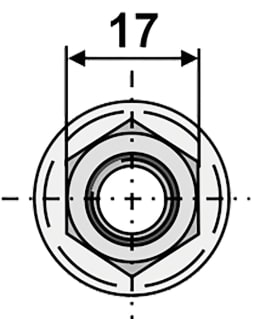 Technische Zeichnung: Industriehof® Sechskantmutter DIN 6927 M 12 x 1,75 - 10.9, SW 17, mit Flansch