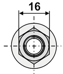 Technische Zeichnung: Industriehof® Sechskantmutter DIN 6927 M 10 x 1,5 - 10.9, SW 16, mit Flansch