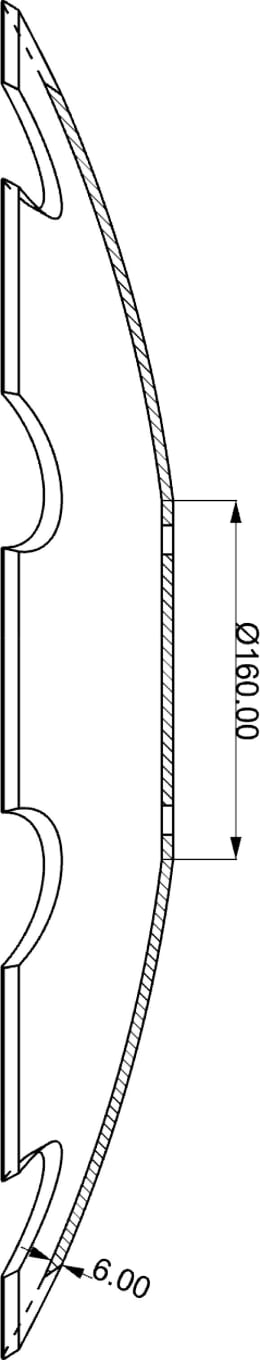 Technische Zeichnung: Eggenscheibe 620 x 6 mm, LK 125 mm, gewölbt, gezahnt, für Hosch Scheibenegge Joker