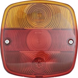 Produktbild: Hella® Schlussleuchte links/rechts mit gelber und roter Lichtscheibe, quadratisch
