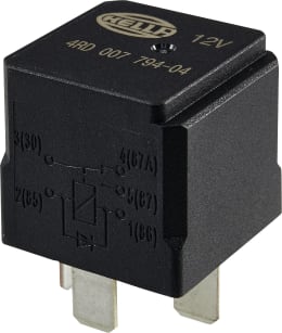 Produktbild: Hella® Relais 12 V, Öffner, Schließer, Wechsler, ohne Halter, 5-polig, Flachsteckanschluss, mit Diode