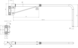 Technische Zeichnung: Teleskop-Spiegelarm TSK6 rechts 470 – 680 mm, für Same, Deutz-Fahr, universal