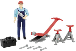 Set: Bruder® Arbeitermodell Mechaniker mit Zubehör