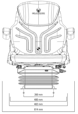 Technische Zeichnung: Grammer Traktorsitz Maximo® MSG 95 G/721, luftgefedert, Stoff Bouclé, schwarz
