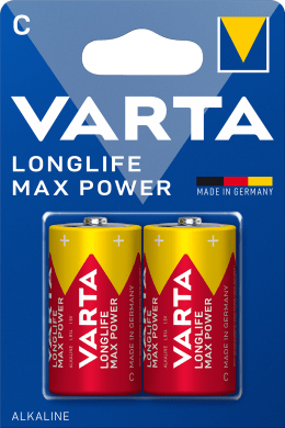 Produktbild: VARTA Batterie Alkaline Longlife Power Max C, LR14 1,5 V/7.800 mAh, 2 St. Blister