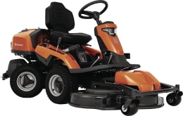 Produktbild: Husqvarna Rider R 320X AWD Aufsitzmäher in Orange-Schwarz mit Allradantrieb und Frontmähwerk