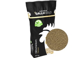 Produktbild: GALLUGOLD Hähnchenkorn Premium Mastfutter, 20 kg Sack mit Detailansicht der Körner