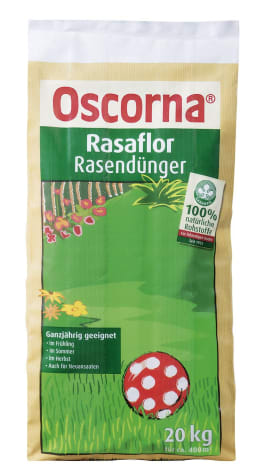 Produktbild: Oscorna® Rasaflor fein Rasendünger NPK 8+4+0.5 20 kg Sack Pulver