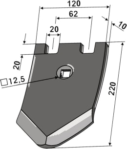 Technische Zeichnung: Industriehof® Scharspitze 220 x 120 x 10 mm, für Kerner