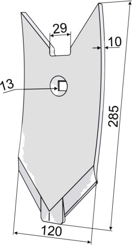 Technische Zeichnung: Industriehof® Scharspitze Karat 285 x 120 x 10 mm, für Lemken Karat