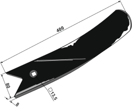 Technische Zeichnung: Industriehof® Leitblech links/rechts 400 x 80 x 8 mm für Kuhn