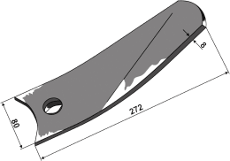 Technische Zeichnung: Industriehof® Leitblech links/rechts 272 x 80 x 8 mm für Pöttinger Grubber