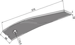 Technische Zeichnung: Industriehof® Leitblech links/rechts 375 x 80 x 10 mm für Väderstad