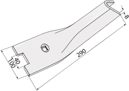 Technische Zeichnung: Industriehof® Mittelleitblech 290 x 100 x 8 mm für Lemken Smaragd, Topas